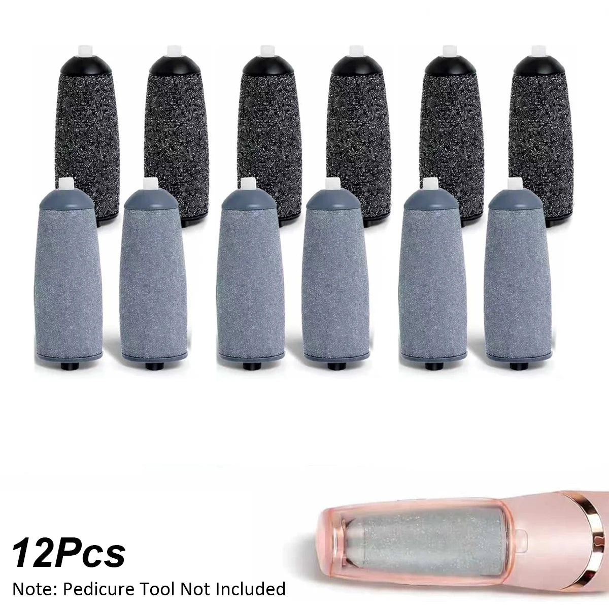 12-Pack Replacement Grinding Wheels, Suitable for Finishing Touch Flawless Pedi Electric Pedicure Tool Replacement Grinding Heads, (No. 6 Coarse Grinding Wheel + No. 6 Fine Grinding Wheel)